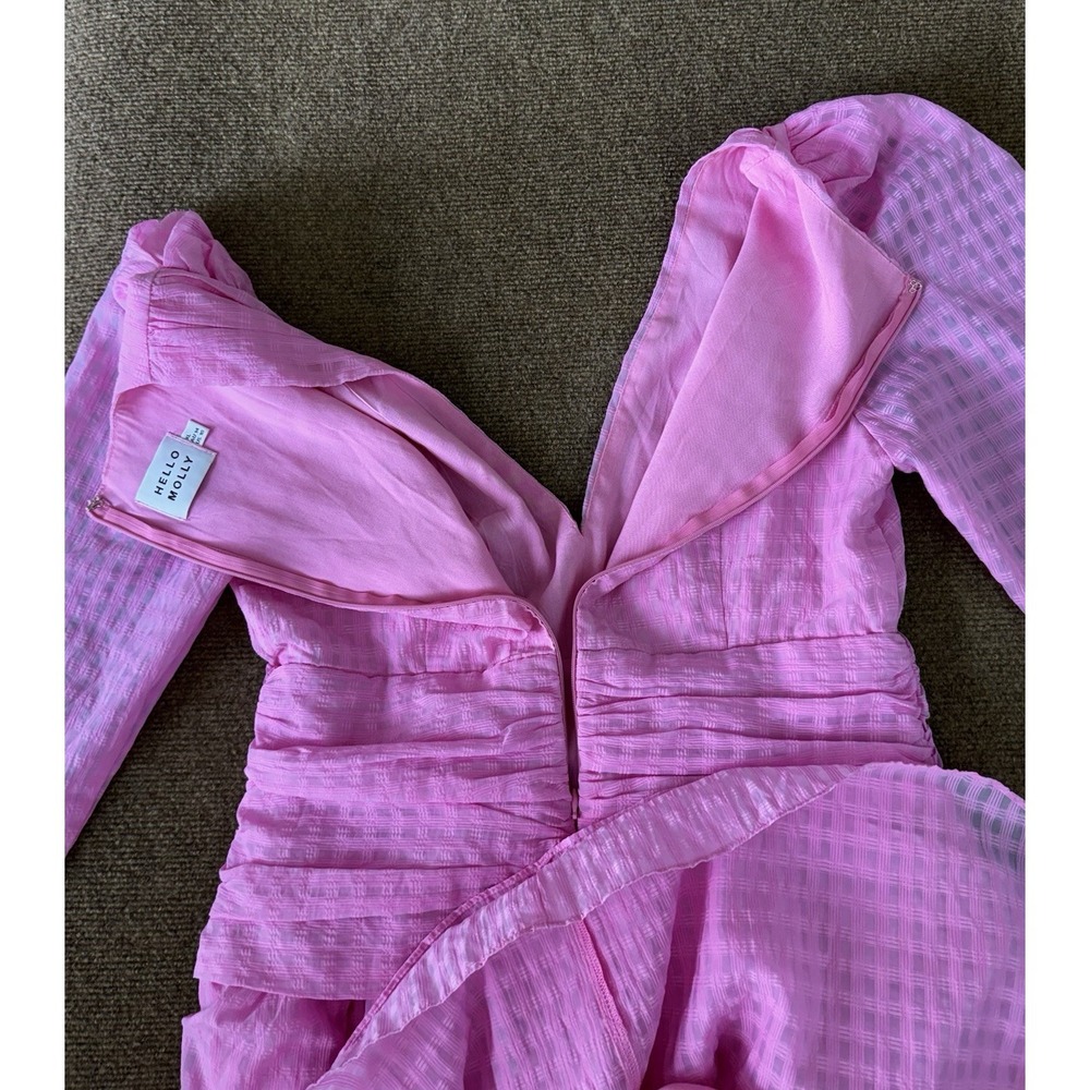 Hello Molly First Impressions Mini Dress XL US 10 V-Neck Belt Buckle Long Sleeve - Picture 11 of 14